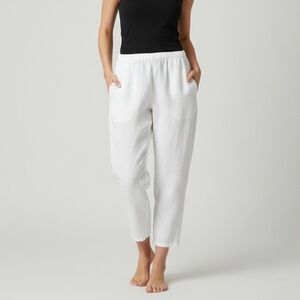 FLAX Relaxed White Linen Casual Lounge Pants